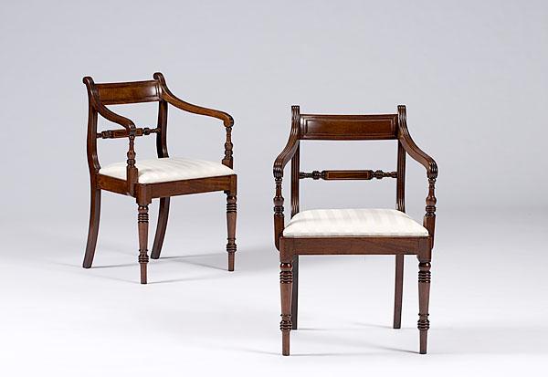 Appraisal: PAIR OF REGENCY OPEN ARMCHAIRS English circa a pair of