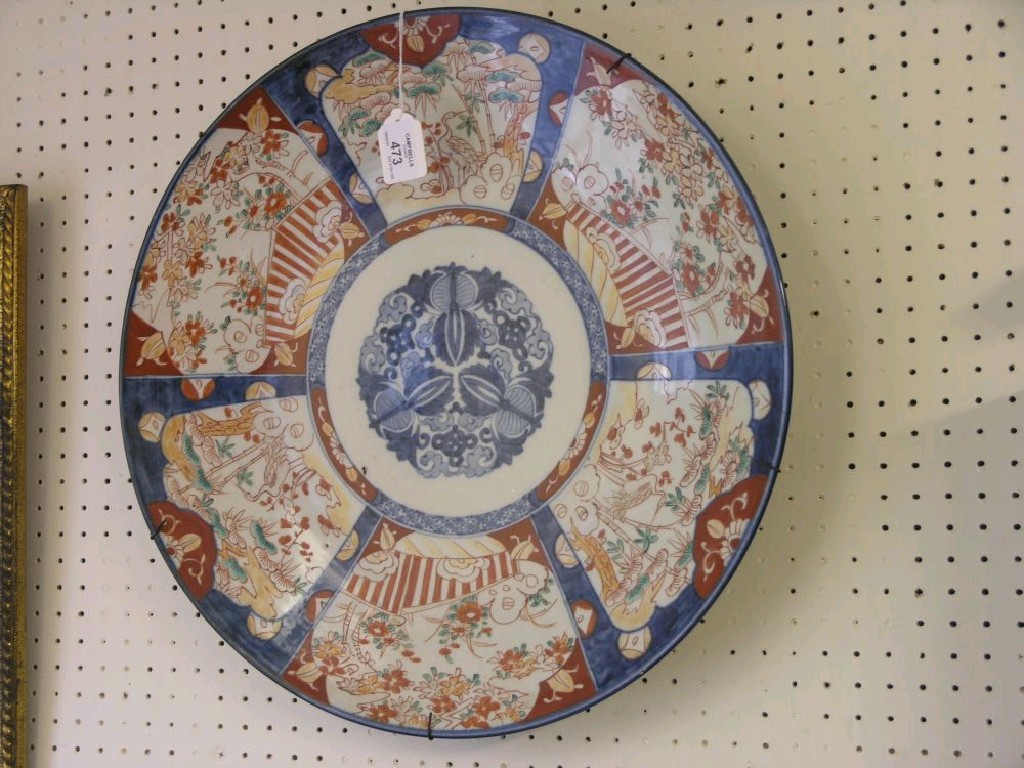 Appraisal: A large late th century Imari porcelain wall plate painted