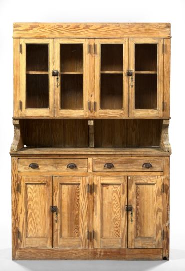 Appraisal: Vernacular American Pine Kitchen Cupboard late th century the upper