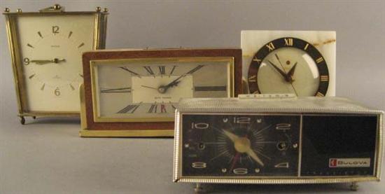 Appraisal: Four Table-top Clocks Telechron marble Seth Thomas tag Bulova aluminum