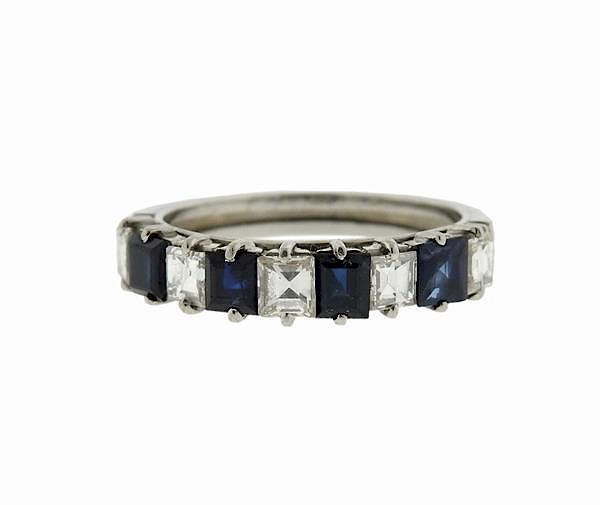 Appraisal: Platinum Diamond Sapphire Band Ring METAL Platinum GEMSTONES Sapphires Diamonds