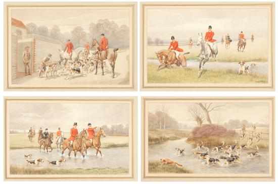 Appraisal: Edward Algernon Stuart Douglas British - Fox Hunting Scenes ''Morning-