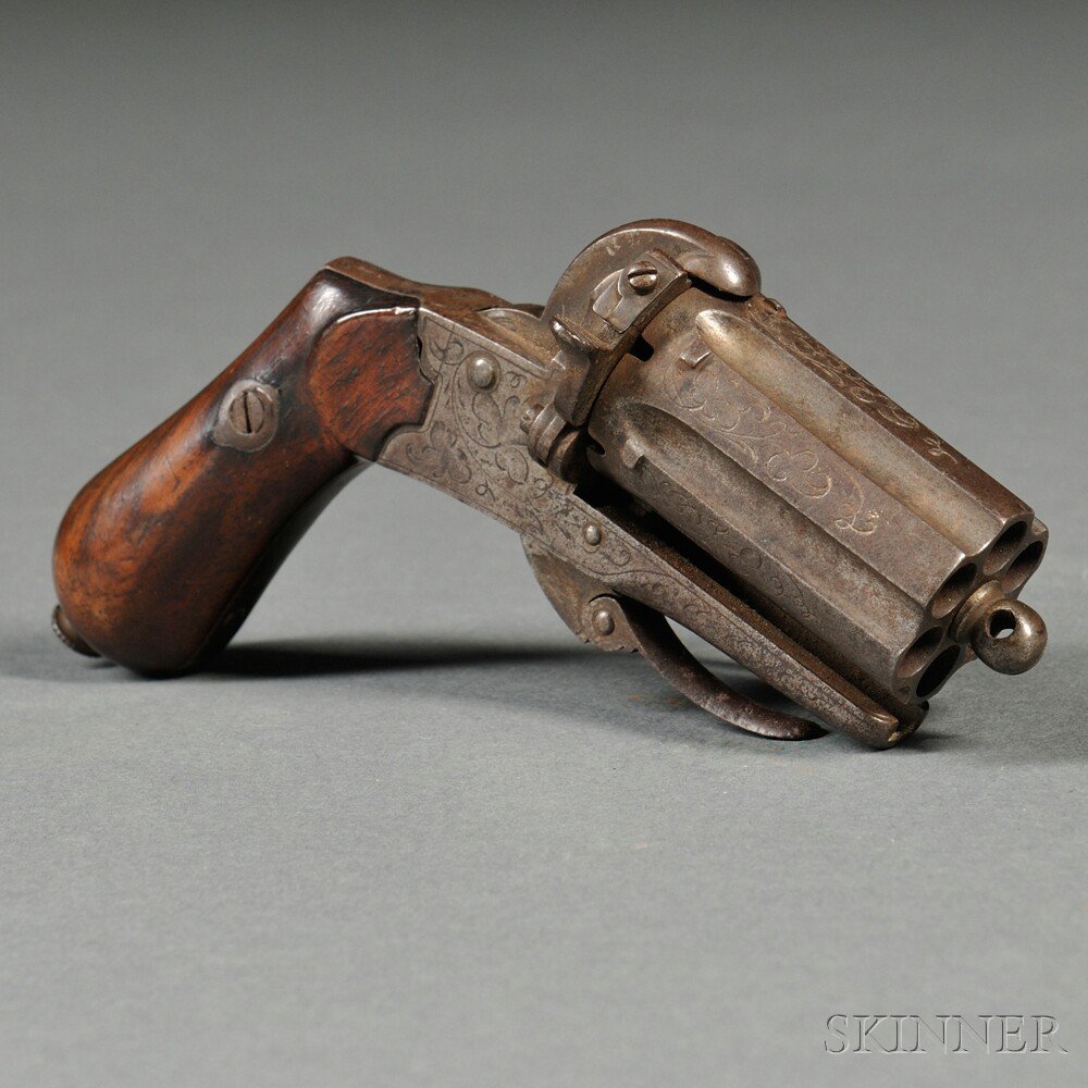 Appraisal: Meyers Pepperbox Pistol c late th century engraved steel frame