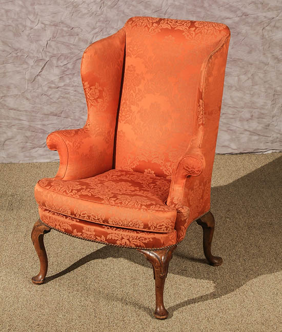 Appraisal: George II- III Walnut Wing Armchair Circa - Having rose