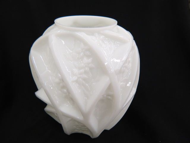 Appraisal: Phoenix Consolidated Art Glass Vase floral vine milk glass excellent