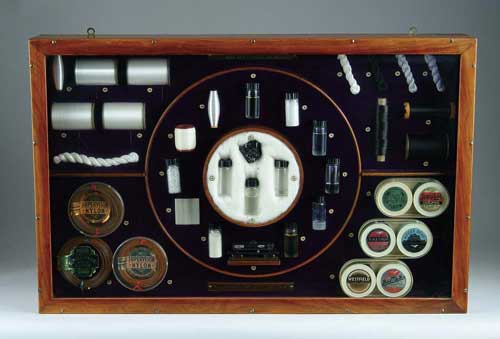 Appraisal: CASED DISPLAY FISHING LINE AND SILK PRODUCTION The Mason s