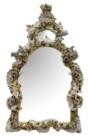 Appraisal: German Meissen style porcelain framed wall mirror early th c