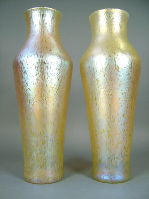 Appraisal: A pair of Loetz 'Candia Papillon' iridescent glass vases circa