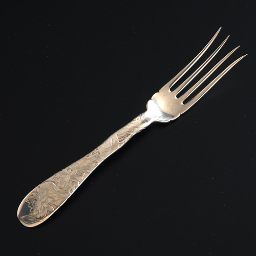 Appraisal: Tiffany Co silver lap over edge cold meat fork ca