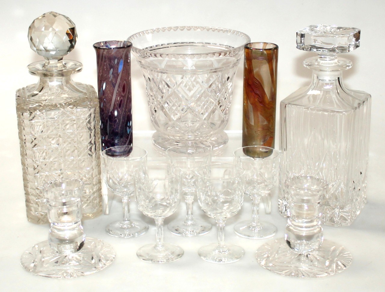 Appraisal: Various glassware to include Stewart crystal vase of compressed trumpet