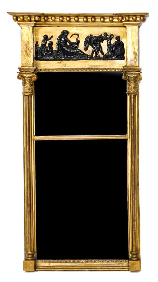 Appraisal: Sale Lot An English Neoclassical Giltwood Mirror the block front