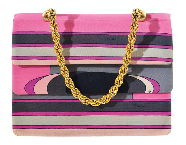 Appraisal: A 'S PUCCI PURSE Silk covered with gilt chain handle