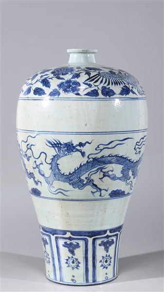 Appraisal: Chinese blue and white Meiping porcelain vase with dragons flowers