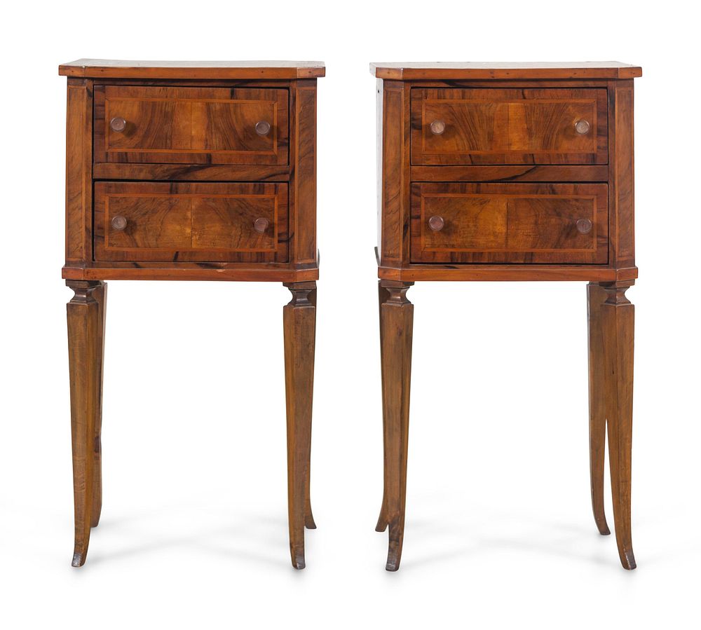 Appraisal: A Pair of Louis XVI Provincial Style Inlaid Walnut Side