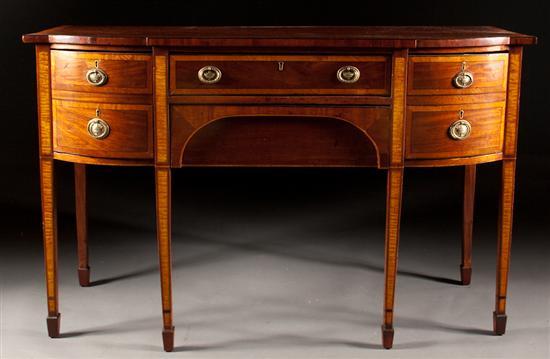 Appraisal: George III stringer inlaid and banded mahogany shaped-front sideboard circa