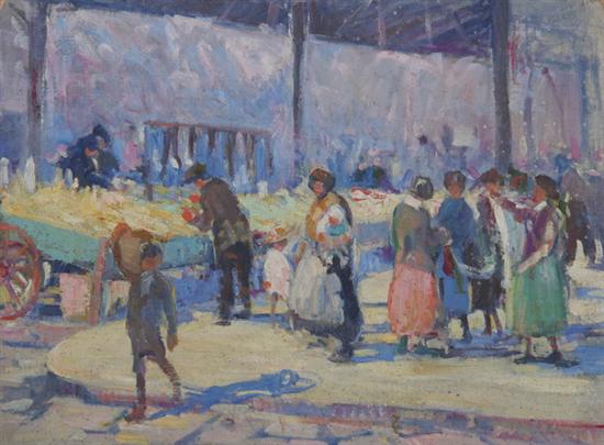 Appraisal: RACHEL HARTLEY American - FARMER'S MARKET SCENE oil on canvas