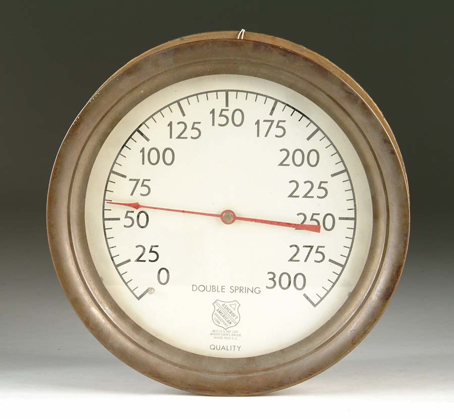 Appraisal: DOUBLE SPRING GAUGE Large brass pressure gauge SIZE dia CONDITION