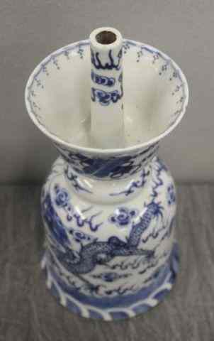 Appraisal: Pair of Asian Blue White Candlesticks From a Scarsdale NY