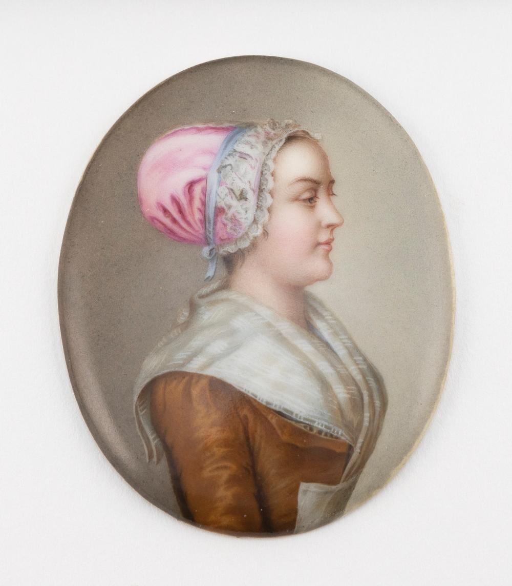 Appraisal: HENRY BUCKER HAND-PAINTED PORCELAIN PLAQUE AFTER JEAN- TIENNE LIOTARD SECOND