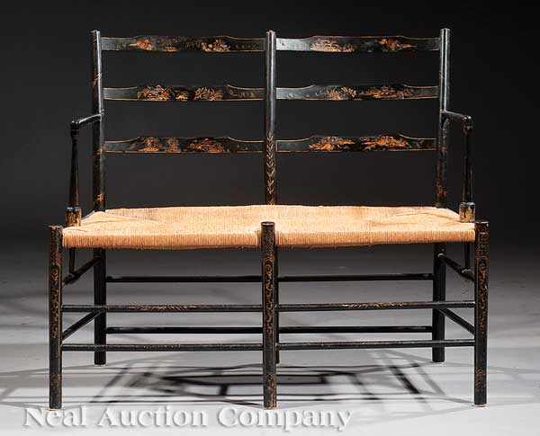 Appraisal: A Diminutive English Chinoiserie Chairback Settee early th c turned