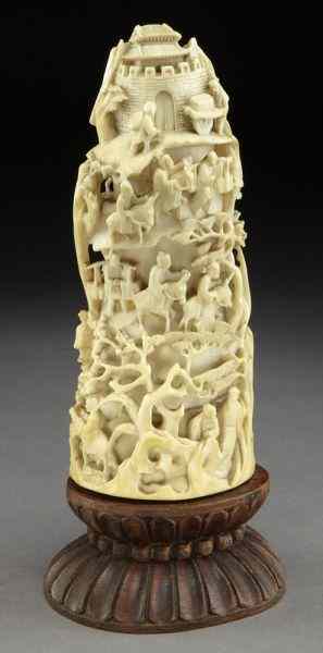 Appraisal: Chinese Qing carved ivory mountain International buyers should note that