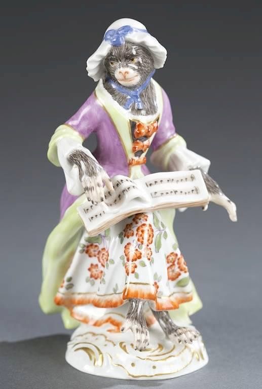 Appraisal: Meissen monkey singer with score A Meissen monkey singer with