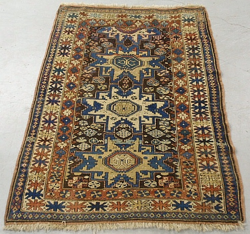 Appraisal: - Colorful Shirvan oriental mat with overall geometric patterns x