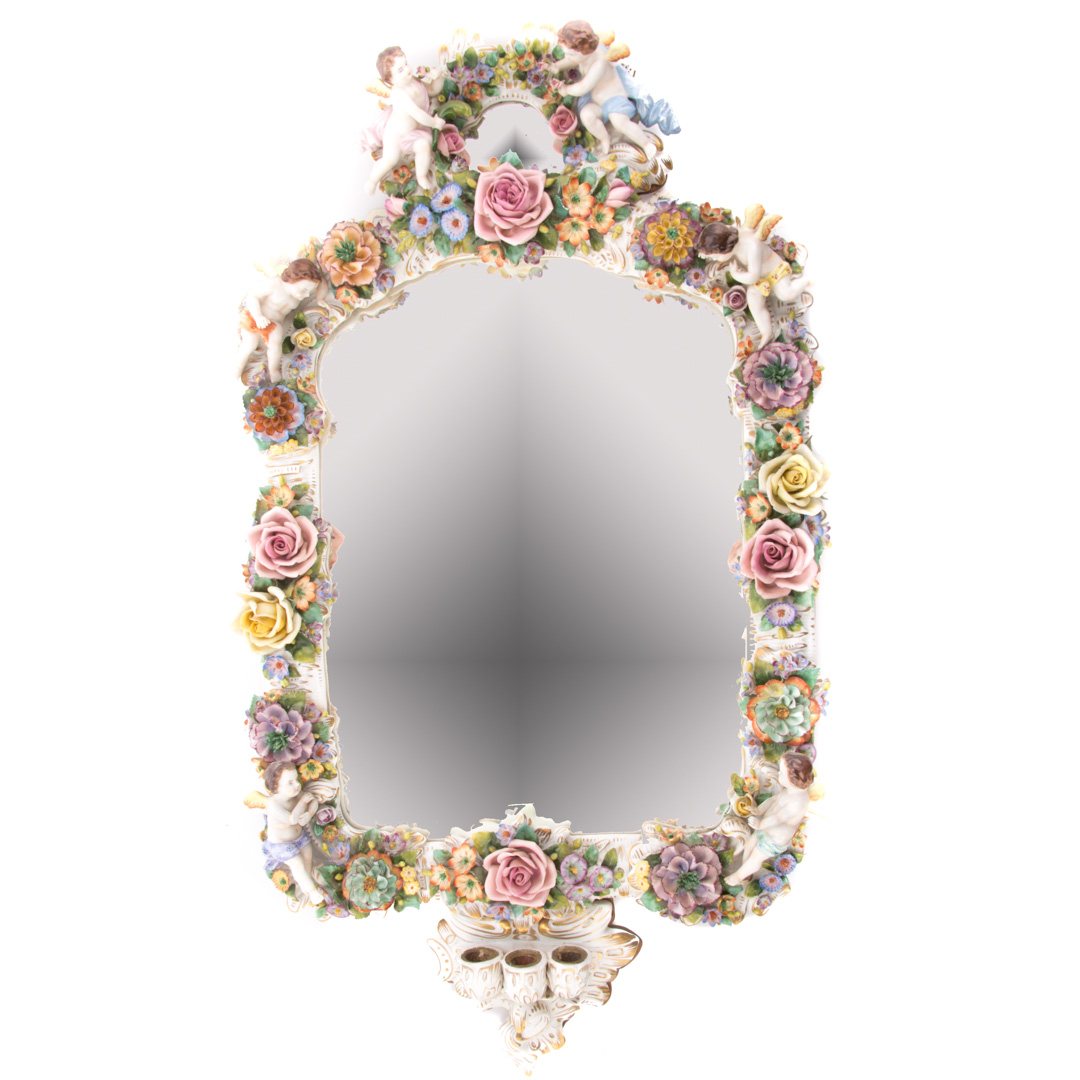 Appraisal: Meissen style porcelain mirror frame with elaborate applied flowers and