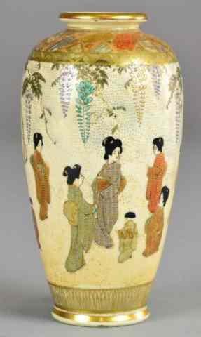 Appraisal: Japanese Satsuma Porcelain signed VaseFinely enamelled wisteria vase with multiple