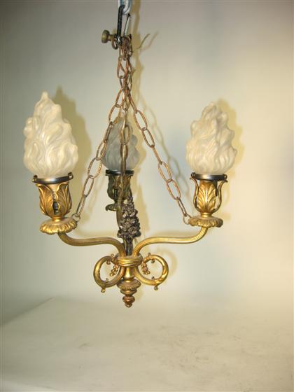 Appraisal: Classical light fixture With chain suspension and frosted flame shades