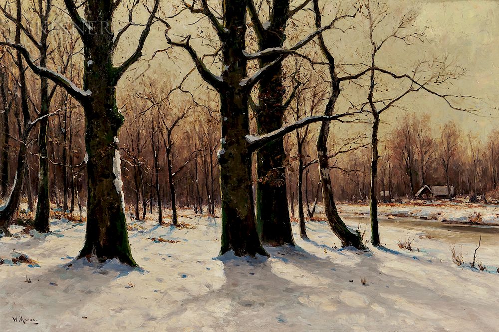 Appraisal: Walter Moras German c - Sunlight through Trees in Winter