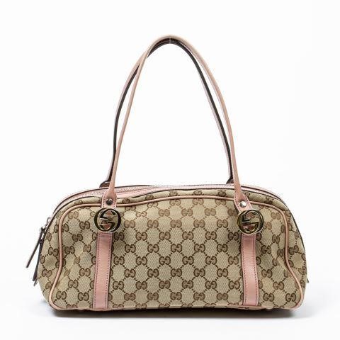 Appraisal: Gucci Twins Boston bag in brown and tan GG canvas