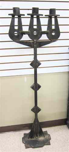 Appraisal: SERGIO CASTILLO SANTIAGO CHILE - FORGED IRON FLOOR CANDELABRUM Castillo