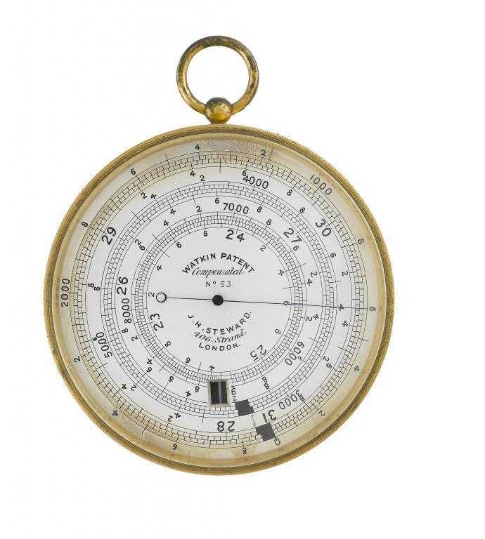 Appraisal: AN ENGLISH GILT BRASS WATKIN PATENT SURVEYING ANEROID BAROMETER BY