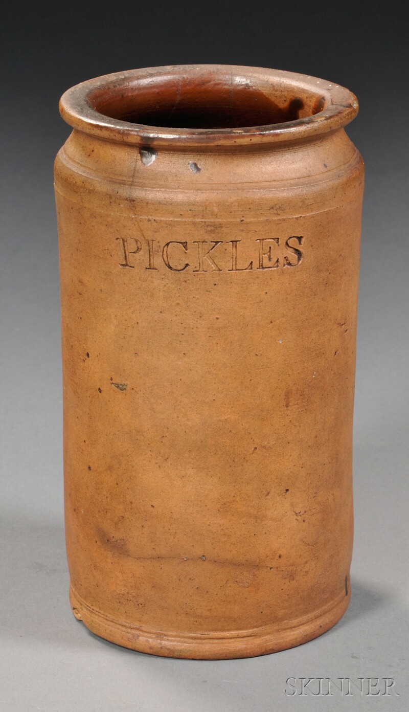 Appraisal: Clarson Crolius Sr Stoneware PICKLES Jar C CROLIUS MANUFACTURER MANHATTAN-WELLS