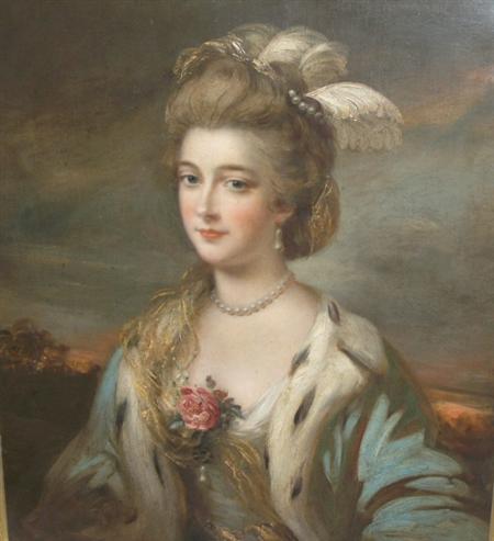 Appraisal: Manner of Thomas Gainsborough Portrait of a Lady in Blue