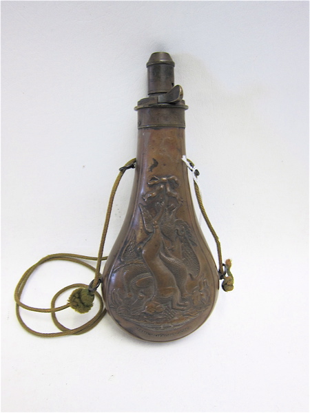 Appraisal: JAMES DIXON COPPER POWDER FLASK from the Civil War era