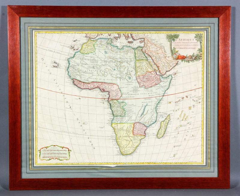 Appraisal: - Engraved Map of Africa Map of Africa hand-colored and