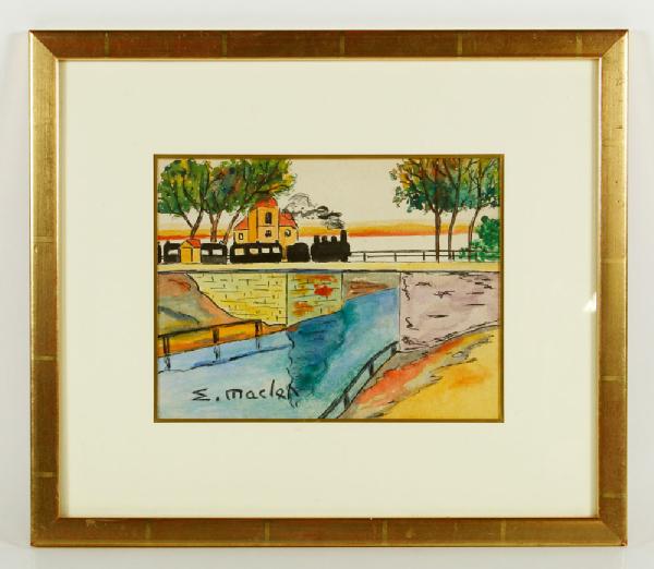 Appraisal: - Maclet Train Over Canal W C Elisee Maclet French