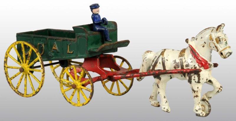 Appraisal: Cast Iron Kenton Single-Horse Coal Wagon Toy Description Pulled by