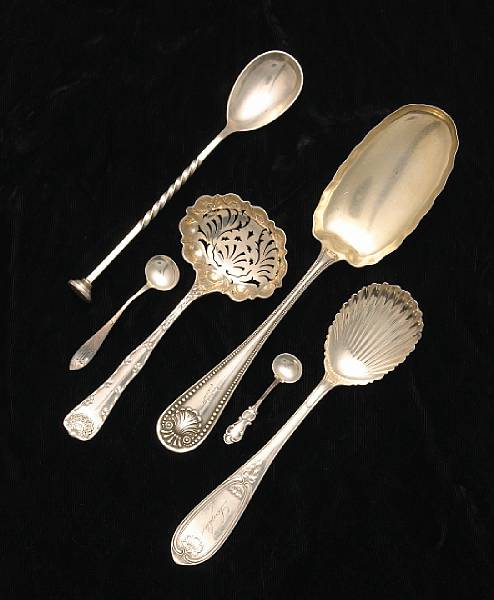 Appraisal: A group of silver flatware Comprising Comstock pastry server with