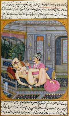 Appraisal: Erotic interest five Indian miniature paintings each of a couple