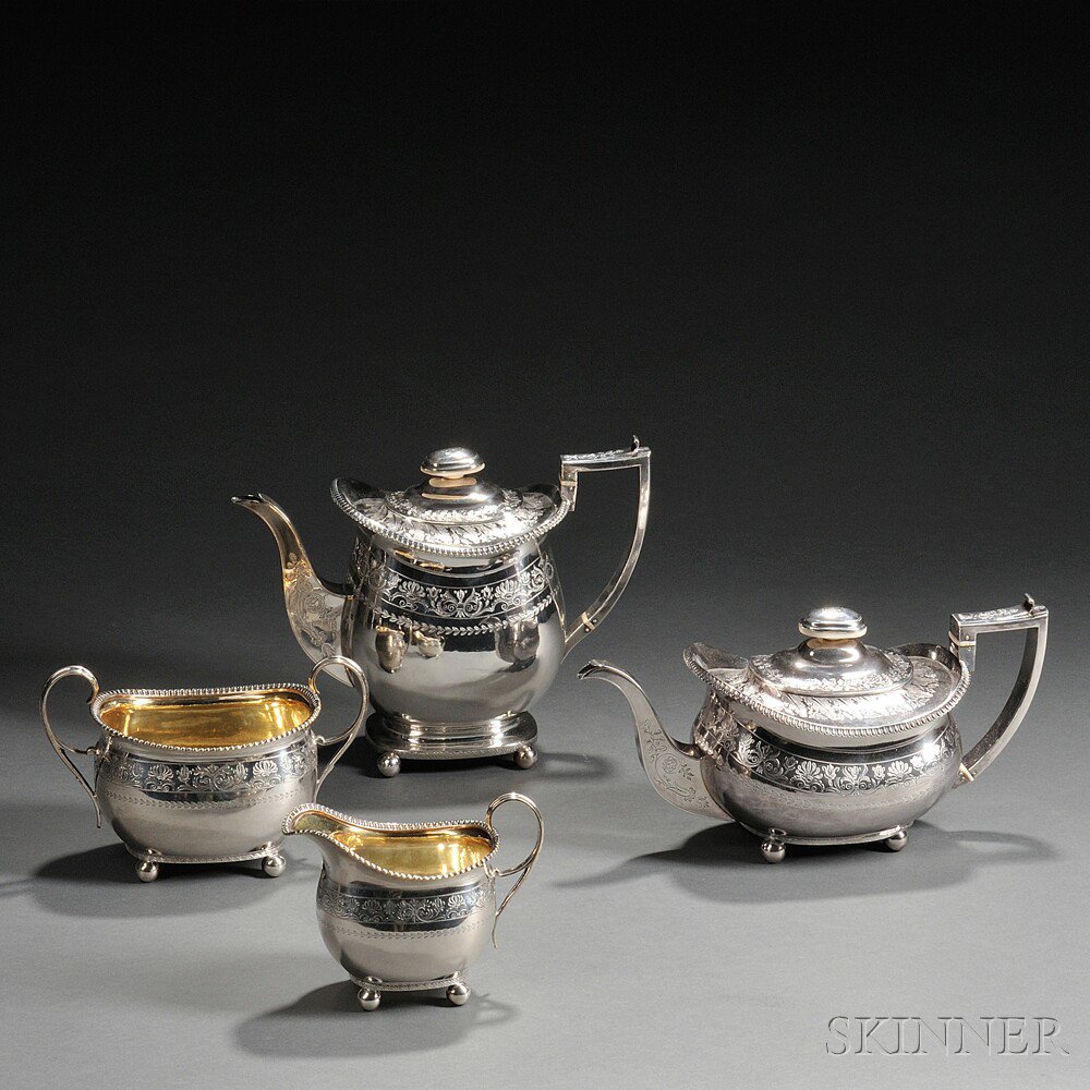 Appraisal: Four-piece George III Sterling Silver Tea Service London Rebecca Emes