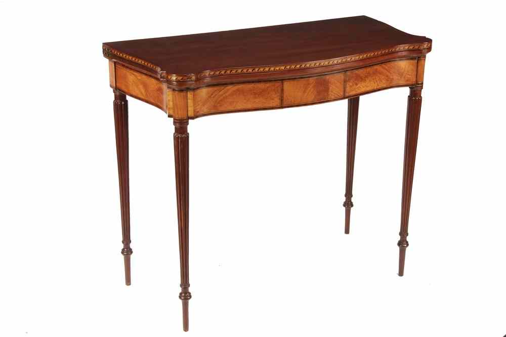 Appraisal: SHERATON CARD TABLE - Period American Serpentine Front Card Table