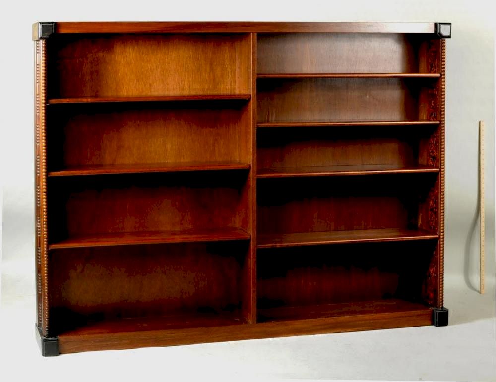 Appraisal: Custom Designed Marquetry Bookcase Custom designed marquetry bookcase double width