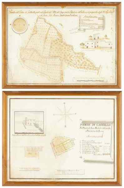 Appraisal: Two th century Italian Farm Platswatercolors on wove paper ''Podere