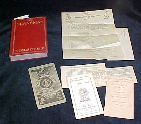 Appraisal: Ku Klux Klan membership form pamphlet etc Daughters of Confederacy