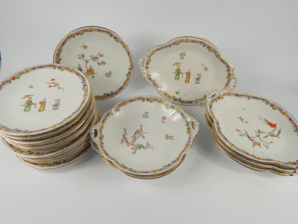 Appraisal: A Bernardaud Co porcelain early thC part dessert service chinoiserie