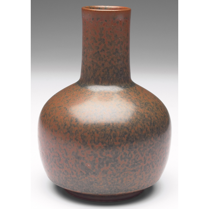 Appraisal: Saxbo vase bulbous shape under a mottled brown and green