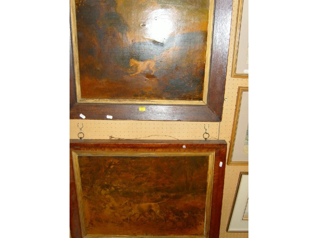 Appraisal: Two th century oil paintings on canvas one showing a